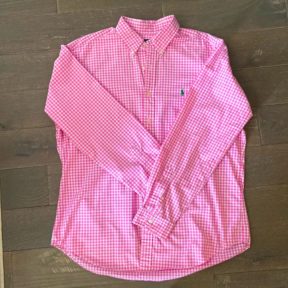 Men’s Polo Ralph Lauren pink and white checked button down